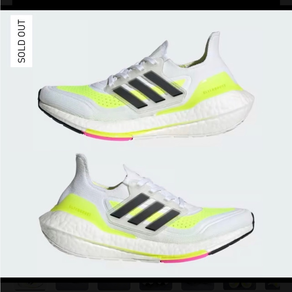 Adidas Ultraboost 21 White/Core Black/Solar Yellow